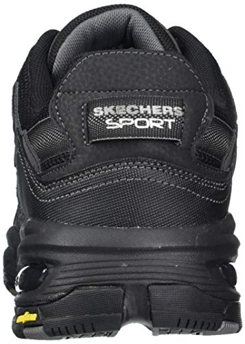 Skechers Vigor 3.0, Zapatillas Hombre, Negro (Black Leather/Black Mesh/Pu/Black Trim), 43 EU