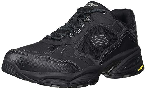 Skechers Vigor 3.0, Zapatillas Hombre, Negro (Black Leather/Black Mesh/Pu/Black Trim), 43 EU