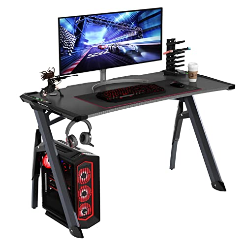 soges 120 * 60 Gaming Desk Computer Computer Computadora Gamer Pro Tablas con Luces LED Ergonómica PC Desk con Mouse Grande ST-R3-BK-N