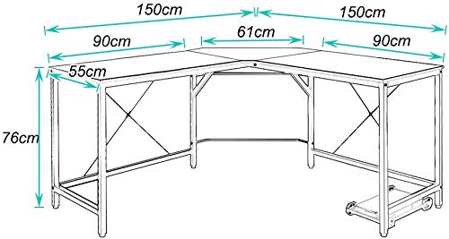 sogesfurniture Escritorio de Computadora en Forma de L, 150cm + 150cm Mesa de Ordenador Mesa de Estudio Estación de Trabajo, Mesa Esquinera para Casa, Oficina, Arce Blanco LD-Z01MO-BH