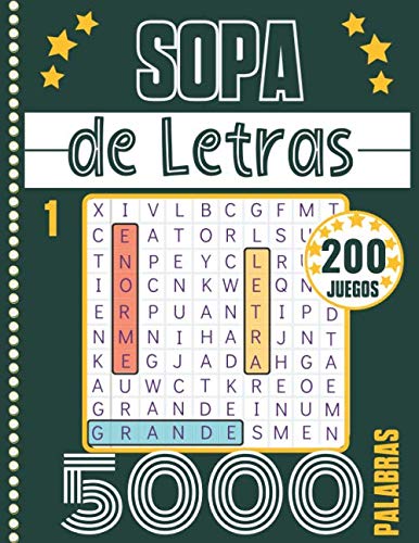 Sopa de Letras: Adultos y Mayores - Letra Grande & Gran Formato | V1 : 200 Juegos & 5000 Palabras | Pasatiempos para Adultos - Busqueda de Palabras | Idea Regalo para las Vacaciones o un Viaje