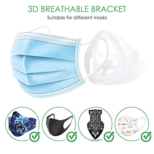 Soporte de máscara 3D, soporte interno de silicona transpirable para el rostro, marco de soporte interno para máscara facial, protector de lápiz labial facial reutilizable (10 piezas)