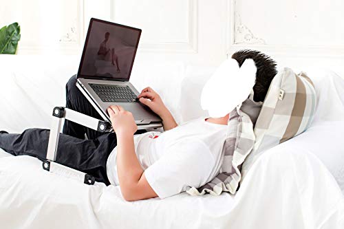 Soporte ergonómico portátil para ordenador portátil, mesa de escritorio, bandeja plegable para cama, altura y ángulo totalmente ajustable con ventiladores USB para trabajar desde casa o viajes