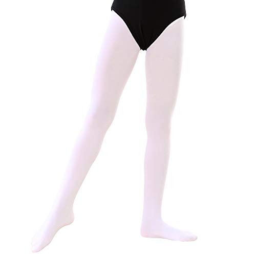 Soudittur Medias de Ballet Danza Para Niñas y Mujer 90 DEN en Blanco, XS (90-110 cm