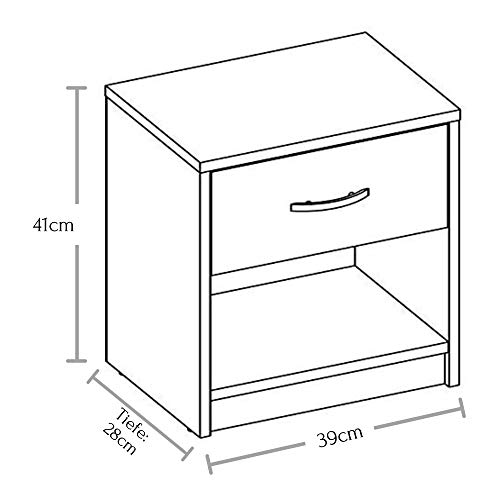 Stella Trading Pepe en Blanco-Mesita de Noche Sencilla con un cajón Adecuada para Cualquier Cama y Dormitorio, Madera, 39 x 41 x 28 cm