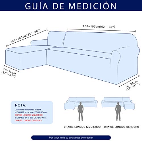 subrtex Funda Sofa Chaise Longue Brazo Izquierdo Elastica Protector para Sofa Chaise Longue Antimanchas Ajustable (Rojo)