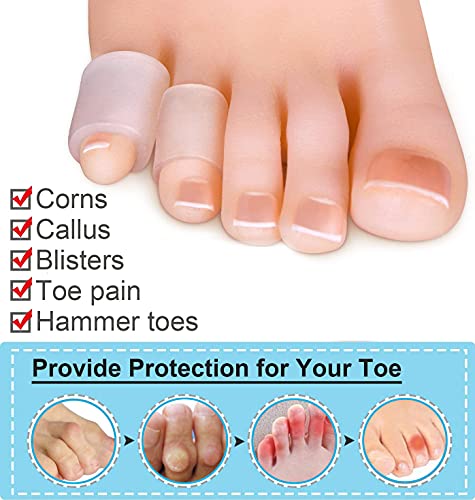 Sumifun Protectores de gel para dedos de los pies, fundas de silicona para el dedo del pie Funda suave y cómoda Pinky Toe para ampollas, callos (3 pares finos + 3 pares gruesos)