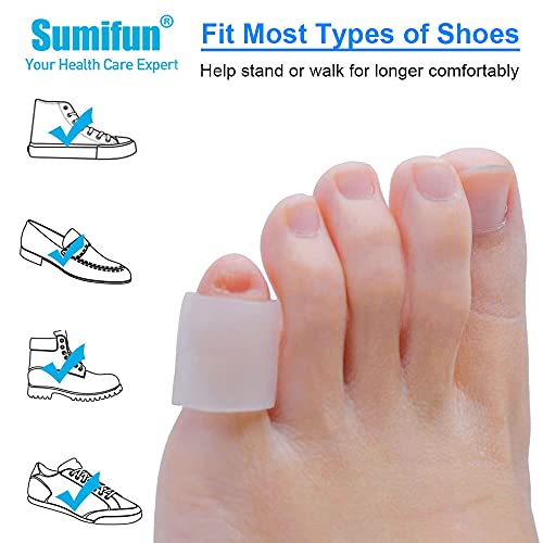 Sumifun Protectores de gel para dedos de los pies, fundas de silicona para el dedo del pie Funda suave y cómoda Pinky Toe para ampollas, callos (3 pares finos + 3 pares gruesos)