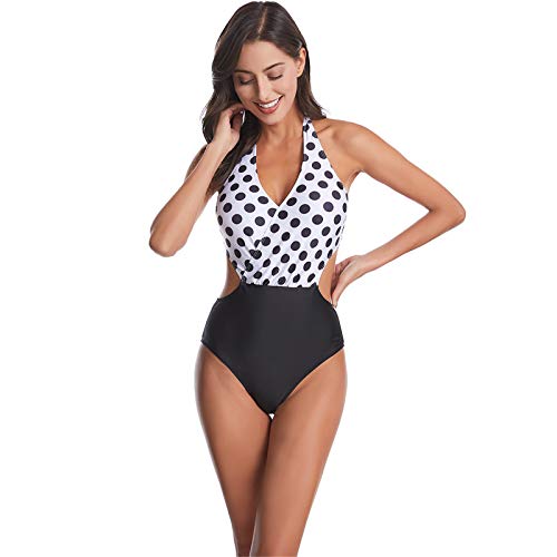 Sunlisky Traje de Baño de Una Pieza Traje de Baño Copas Mujer Halter Elegante Trajes de Baños para Mujer Alta Cintura Push Up