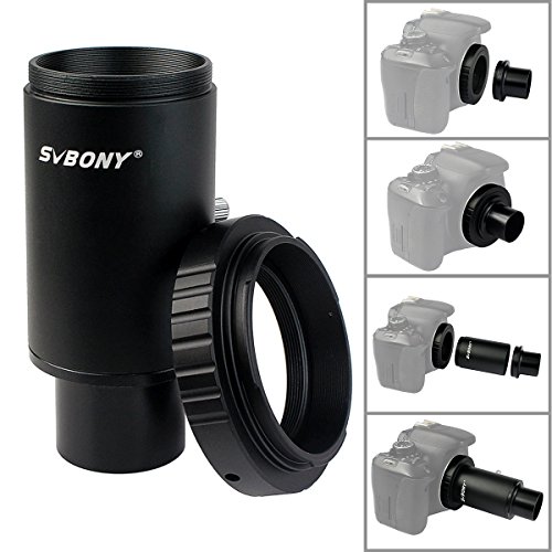 Svbony Adaptador T2 1.25" Adaptador Camara Telescopio Tubo Extensión Anillo T Compatible con Nikon SLR/DSLR