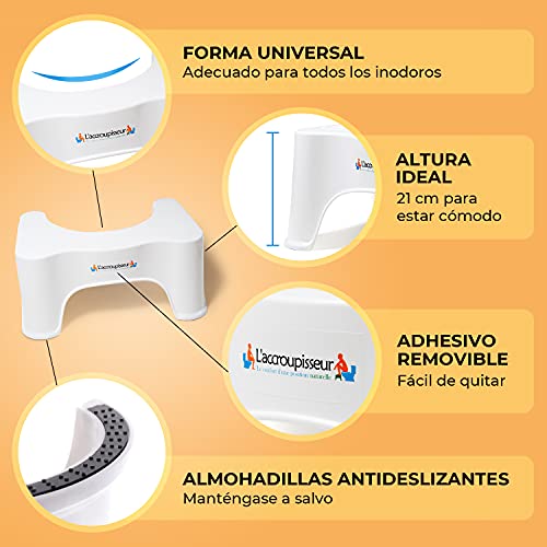 Taburete Fisiológico para Baños y Inodoro Recomendado Por Los Médicos - Un Vientre Plano Gracias a Una Evacuación Completa - Tome LA Posición Natural que Alivia la Constipación En El WC - Ergonómico, Discreto y Eficaz