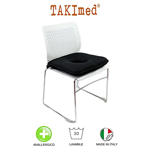 TAKIMED-Cojín para asiento de coche,tejido transpirable 3D,cojín antipróstata, cojín para aliviar el dolor de próstata, maricico, hueso sagrado,ciático,emolidos,producto italiano