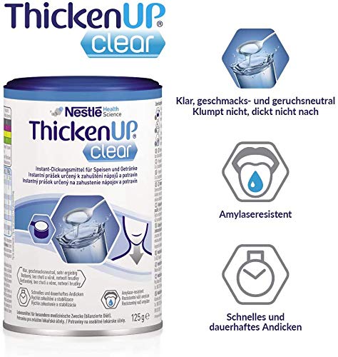 ThickenUP® clear | Concentrado de amylasa resistente para líquidos y puré | Adaptación de consistencia en trastornos de masticación y trastornos (ysphagia) | 1 bote de 125 g