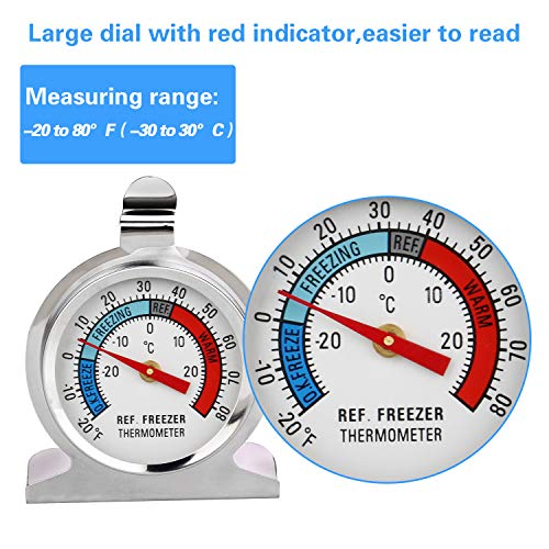 Thlevel Termómetro para Frigorífico Acero Inoxidable Termómetro para Refrigerador y Congelador Termómetro de Nevera con Gancho para Colgar (3PCS)