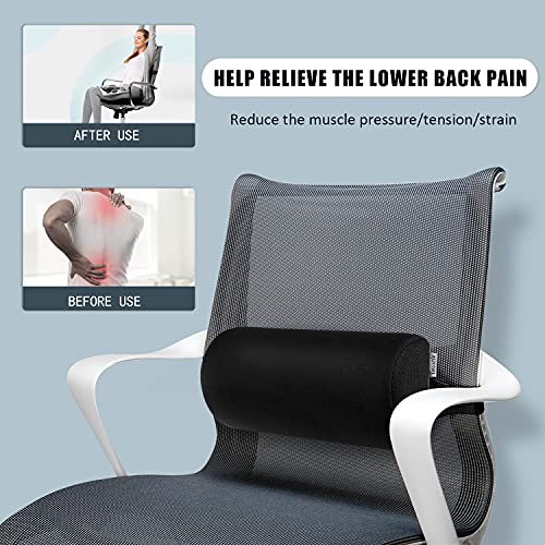 Tusscle Cojin Lumbar Silla Office con Esponja,Almohada Lumbar Soporte de Ergonómica para Coche,Ruedas,Cama,con Correa y Funda Extraíbles