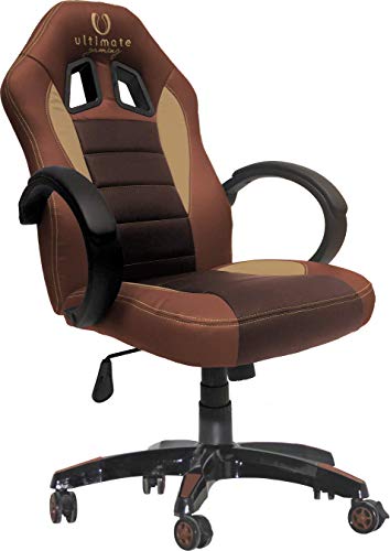 Ultimate Gaming Taurus Silla Gaming, Cuero sintético, Marron, Mediano