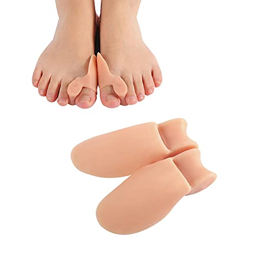 Un par de footbands gel para juanetes y corrección del hallux valgus, férulas para valgus juanete, y las cubiertas del pie respirables con silicona gel elástico interior a dolor ayuda a aliviar pie.