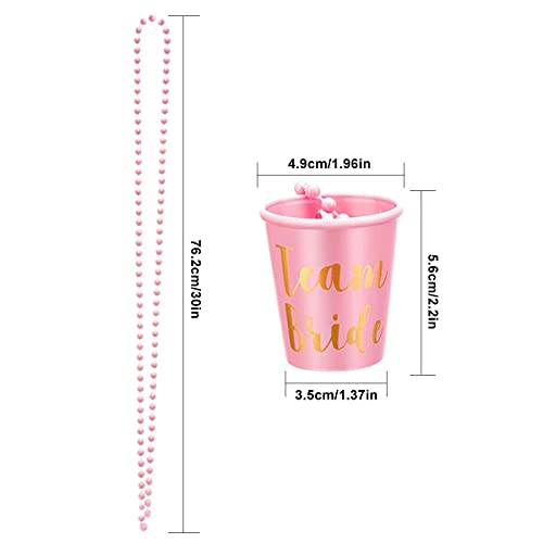 Vasos de Chupito con Cadena para Novia, 12 Piezas collares de plástico con cuentas Rosa Blanco con Papel Oro para Collar Despedida Soltera Fiestas Bodas