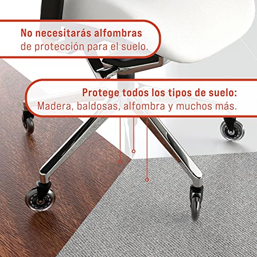 Vendix 5X Ruedas para Silla de Oficina silenciosas y sin arañazos - Ajuste Universal Ruedas de Silla de Escritorio para Suelos Duros, Ideales para parquet, laminados y Alfombra (10 x 22 mm)