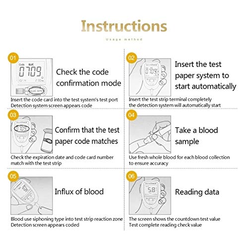 WCCCY Prueba Casera Fácil de Usar 3 en 1 Tester de colesterol Uric Acid and Diabetes Home Tester con Tiras de Prueba (Color : Blood Glucose Test Strips 25PCS)