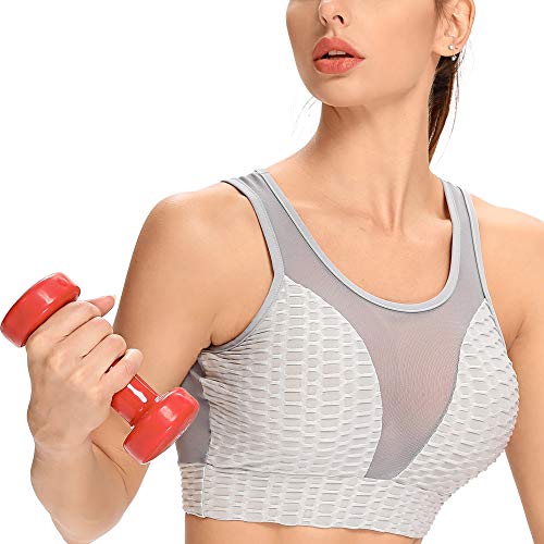 WOWENY Sujetador Deportivo Mujer Push Up con Almohadillas Extraíbles Espalda Sujetador Deporte Mujer, Diaria Slim Fit sin Anillo de Acero Chaleco para Mujer Sujetador de Camisola para (2-Gris, M)