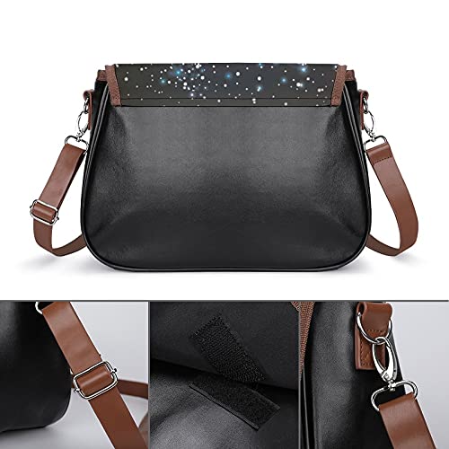 Xingruyun Bolsos Bandolera Para Mujer Menisco Brillante Bolsos De Hombro Cuero Shoulder Bag Grande Capacidad Cartera Para Escuela Viaje Oficina 31x22x11cm