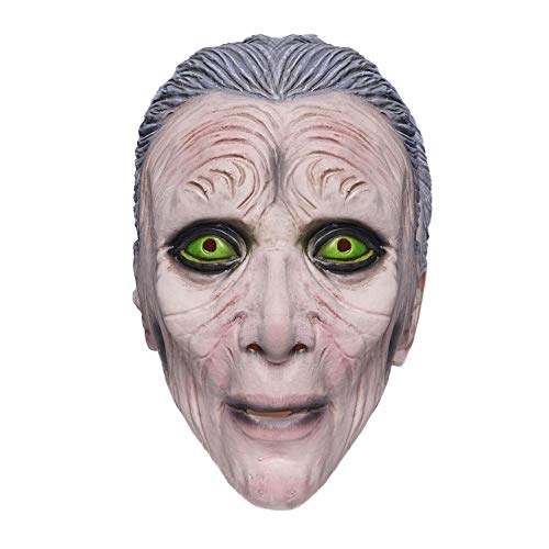 XWYWP Máscaras Halloween Halloween Green Eye Wizard Latex Mask Adult Party Costume Mask Horror Carnival Cosplay Party Props A