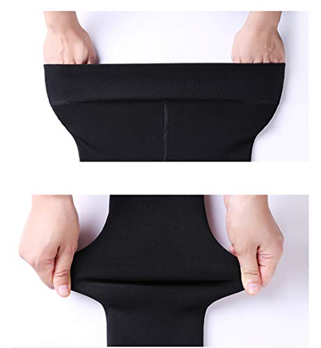 Yulaixuan para mujer 2 pares de medias forradas de vellón Medias de talla grande Pantalones cálidos Medias opacas pantimedias con vellosidades (2 negro)