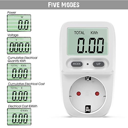 Zaeel Medidor de consumo de corriente del medidor de energía,Medidor de Consumo de Energía eléctrica con pantalla LCD,protección contra sobrecarga,Costos de Electricidad3680W