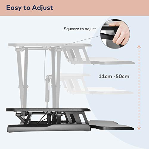 ZOLDA Adaptador de Escritorio de Pie con Bandeja para Teclado - Premium Mesa Regulable Altura & Standing Desk. Convierte Cualquier Mesa en un Escritorio Elevable (XL Grande, Negro)