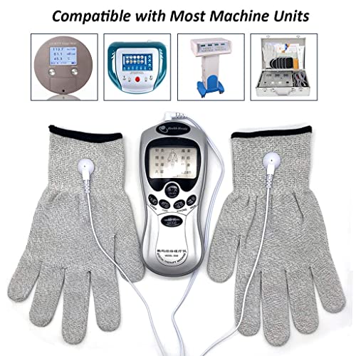 Zyxdk 3 Paquetes Fibra Conductora TENS/EMS Electrodo Masaje Facial Microcorriente Guantes para Cara Cuerpo Adelgazante y Reafirmante Aliviar el Dolor (Color : Grey)