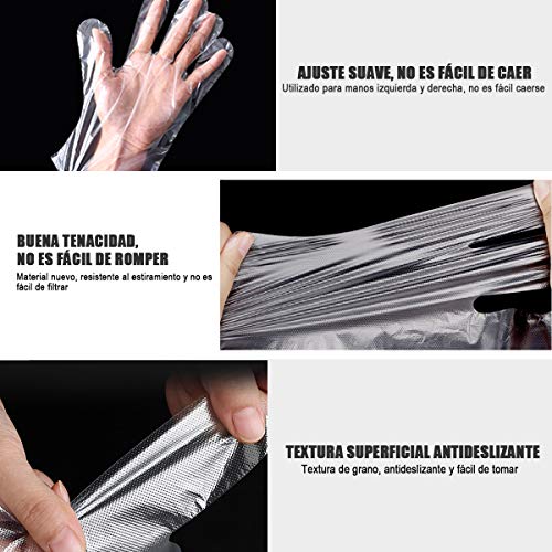 1000 Piezas Guantes Desechables de Plástico Transparente de Polietileno Guantes de PE Transparentes para el Hogar, baño, Guantes Sanitarios para la Limpieza de la Cocina,Embalaje en bolsa