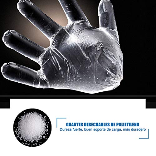 1000 Piezas Guantes Desechables de Plástico Transparente de Polietileno Guantes de PE Transparentes para el Hogar, baño, Guantes Sanitarios para la Limpieza de la Cocina,Embalaje en bolsa