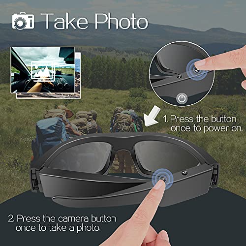 1080P HD Cámara Oculta Gafas de Sol Grabador Video Portátil Cámara Acción con Lentes Polarizadas UV400, Apoyo a la Fotografía, Tarjeta Memoria de 16GB Incorporada