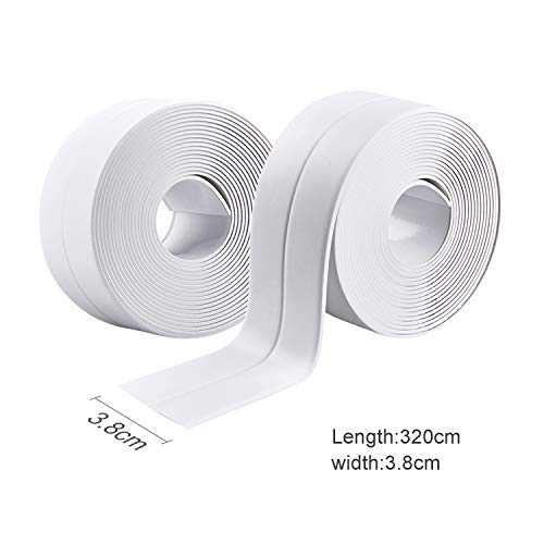 2 Rollos Cinta Baño Selladora,Impermeable a Prueba Sucio Cinta de Sellado, Autoadhesivas Cinta de Sellado para Coche,Bañera,Puerta,Ventana,Fregadero de Cocina (Blanco)