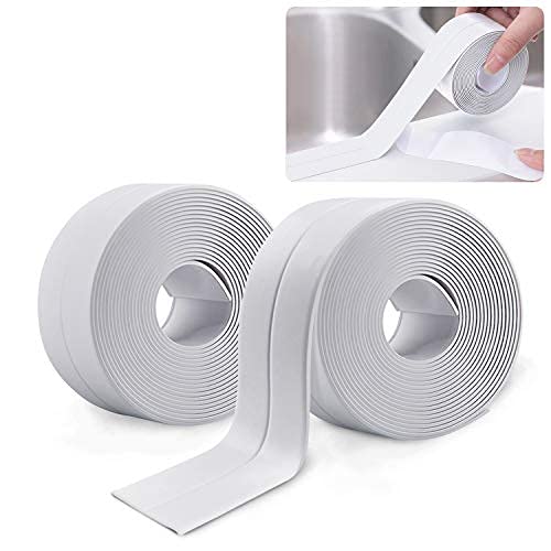 2 Rollos Cinta Baño Selladora,Impermeable a Prueba Sucio Cinta de Sellado, Autoadhesivas Cinta de Sellado para Coche,Bañera,Puerta,Ventana,Fregadero de Cocina (Blanco)