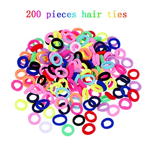 200 Piezas de Mini Gomas de Pelo de Colores Variados Banda Elástica de Pelo de Chica Niña Cinta de Goma Suave Minúscula para las Niñas Bebés