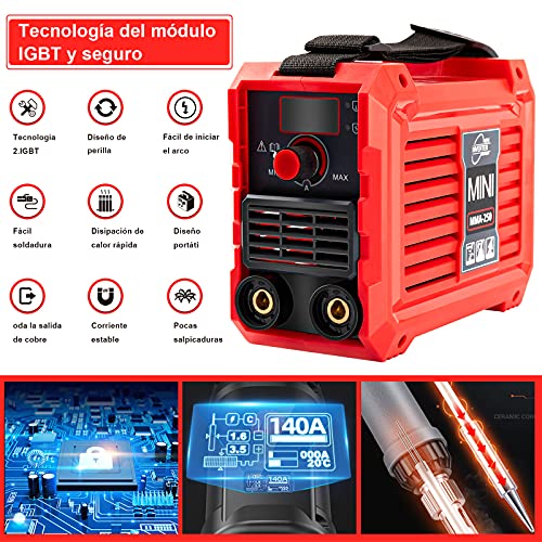 220 V Mini Soldador de arco de Soldador de Arranque en caliente 200 Amperios MMA, Pantalla digital LCD, máquina de Soldadura eléctrica con Soporte de electrodo Pinza trabajo adaptador de alimentación