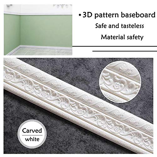 2.3M Rodapie Flexible Autoadhesivo,Molduras Decorativas Para Pared,Panel de pared decorativo impermeable 3D,Se puede utilizar para zócalos y líneas laterales en la pared del hogar u oficina