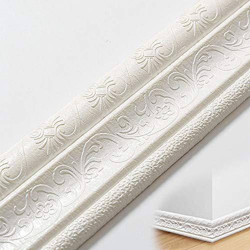 2.3M Rodapie Flexible Autoadhesivo,Molduras Decorativas Para Pared,Panel de pared decorativo impermeable 3D,Se puede utilizar para zócalos y líneas laterales en la pared del hogar u oficina