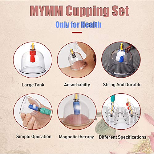 24 x ventosas, Ahuecamiento, Tratamiento Ventosas Masaje, Terapia biomagnética Tradicional China Cupping Set Hogar Sacar Vacío Cupping Kit/Chino Masaje Medical Hijama Set Succión Acupuntura