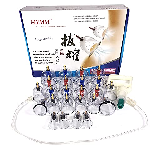 24 x ventosas, Ahuecamiento, Tratamiento Ventosas Masaje, Terapia biomagnética Tradicional China Cupping Set Hogar Sacar Vacío Cupping Kit/Chino Masaje Medical Hijama Set Succión Acupuntura