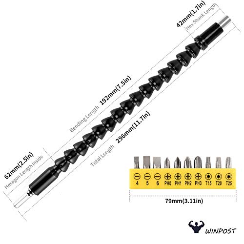 300mm Destornillador Eje Universal Flexible Bits Eje Electrónica Broca Extention Destornillador Soporte Conectar Enlace con 10PCS Bits Herramientas eléctricas