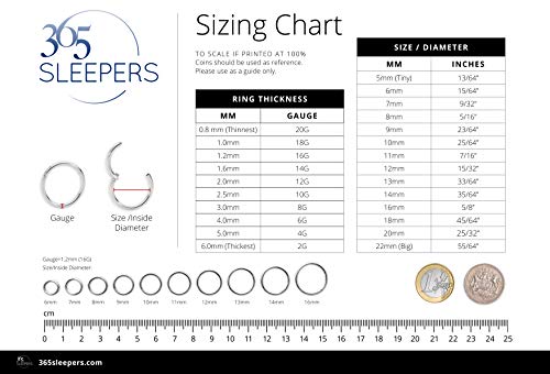 365 SLEEPERS Piercing de titanio G23 con bisagras y segmento sin costuras para el cuerpo, 18 G, 7 mm, titanio