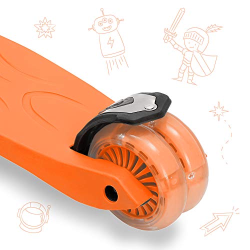 3StyleScooters® RGS-2 Patinete Scooter Tres Ruedas para Niños Niños de 5 Años o Más con Luces LED en Las Ruedas, Diseño Plegable, Manillar Ajustable, Peso Ligero (Naranja)