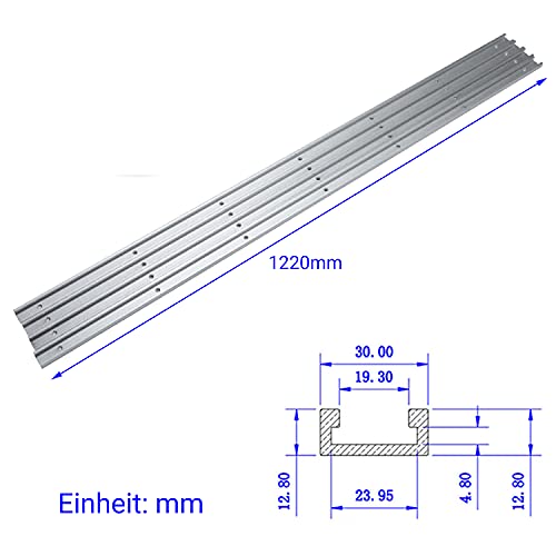 4 carriles en T de aleación de aluminio de 1220 mm con ranura en T para trabajos de madera, ranura en T para mesa de router, trabajo de madera