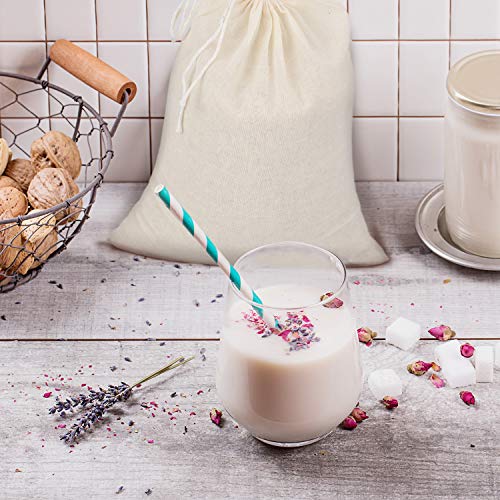 4 Piezas de Bolsa de Muselina de Algodón de Filtro de Leche Bolsa de Alimentos Bolsa de Estopilla para Yogur Café Té Zumo Vino (Grande (9,5 x 13,5 Pulgadas))