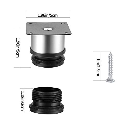 4 Piezas Patas para Muebles Altura Regulables, Patas Ajustables, Patas para Mesas Acero Inoxidable, Patas para Muebles Sofá Mesa Estantes, con Tornillos - 50x50 mm