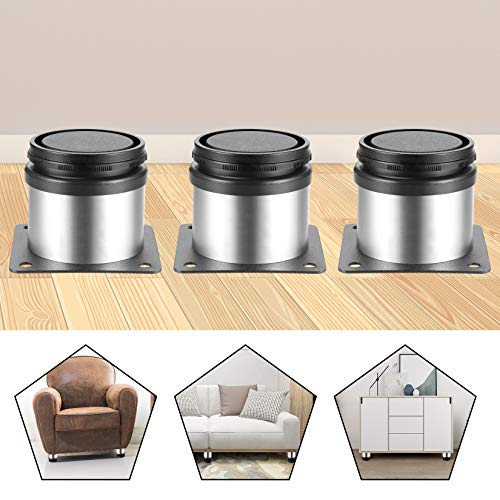 4 Piezas Patas para Muebles Altura Regulables, Patas Ajustables, Patas para Mesas Acero Inoxidable, Patas para Muebles Sofá Mesa Estantes, con Tornillos - 50x50 mm