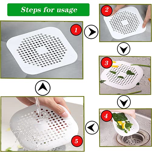 4 Piezas Silicona Protector de Drenaje, Tapa de Drenaje de con Ventosas Fuertes, Cubierta del DREN de Bañera Colador, Filtro para Fregadero para Cocina Baño